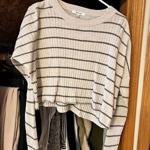 Striped Ribbed Long Sleev